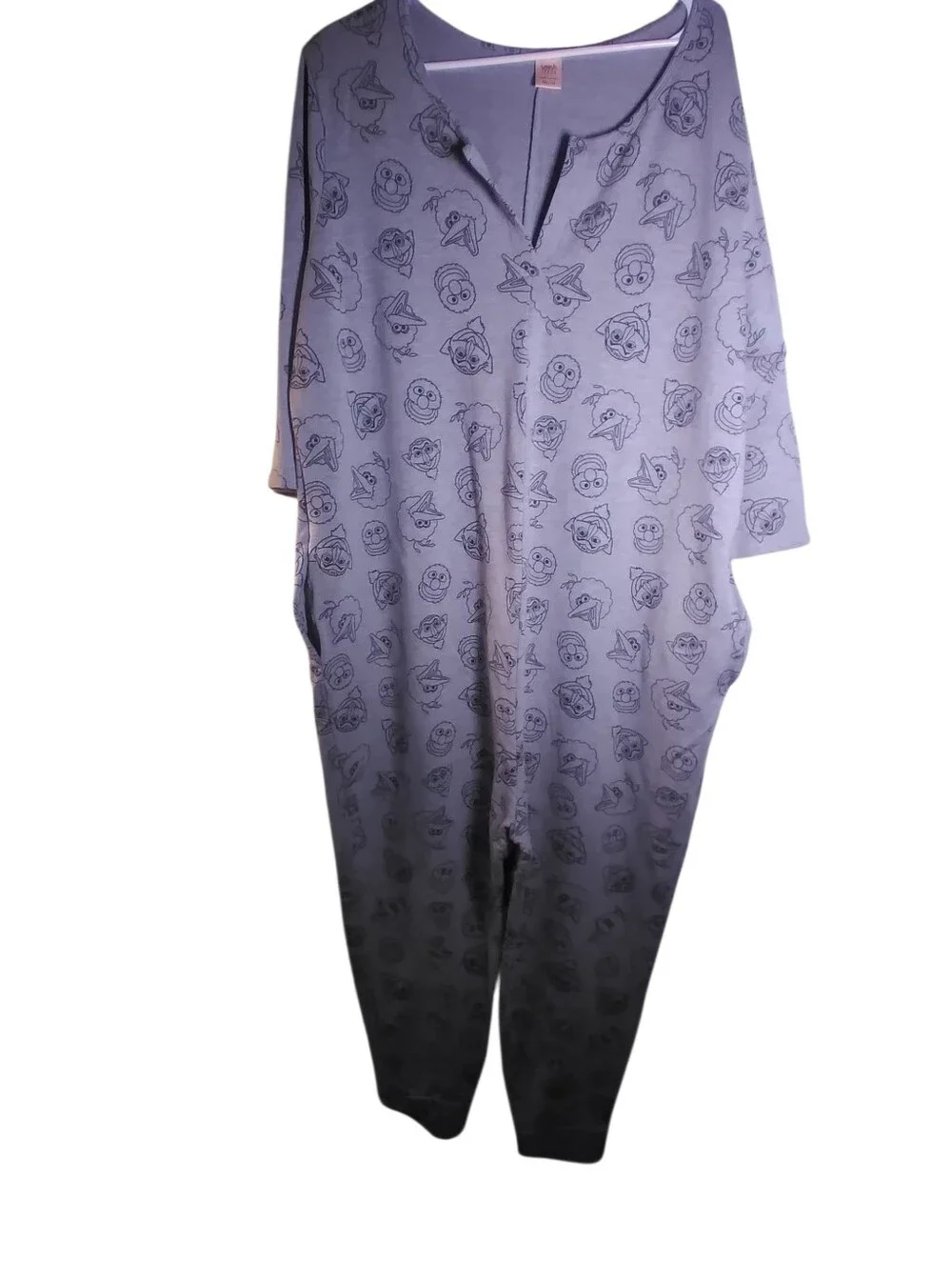 Smash Gray Sesame Street Design Sleep Jumpsuit Size Xxl Pockets Stretchy